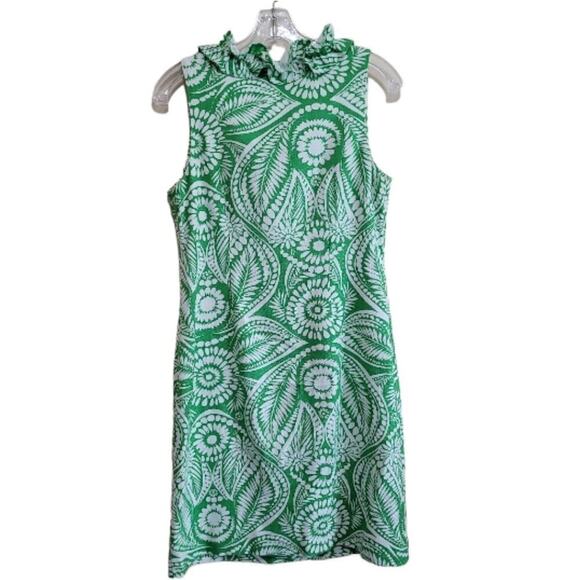 Kate Spade Bonnie Green and White BotanicalFloral Ruffle Dress sz small - Picture 5 of 9